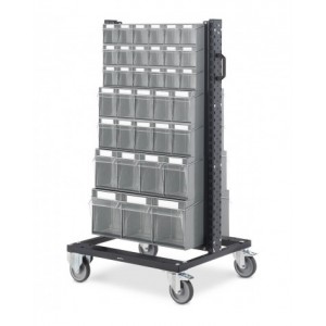 Carrello con cassettiere trasparenti, 70 contenitori