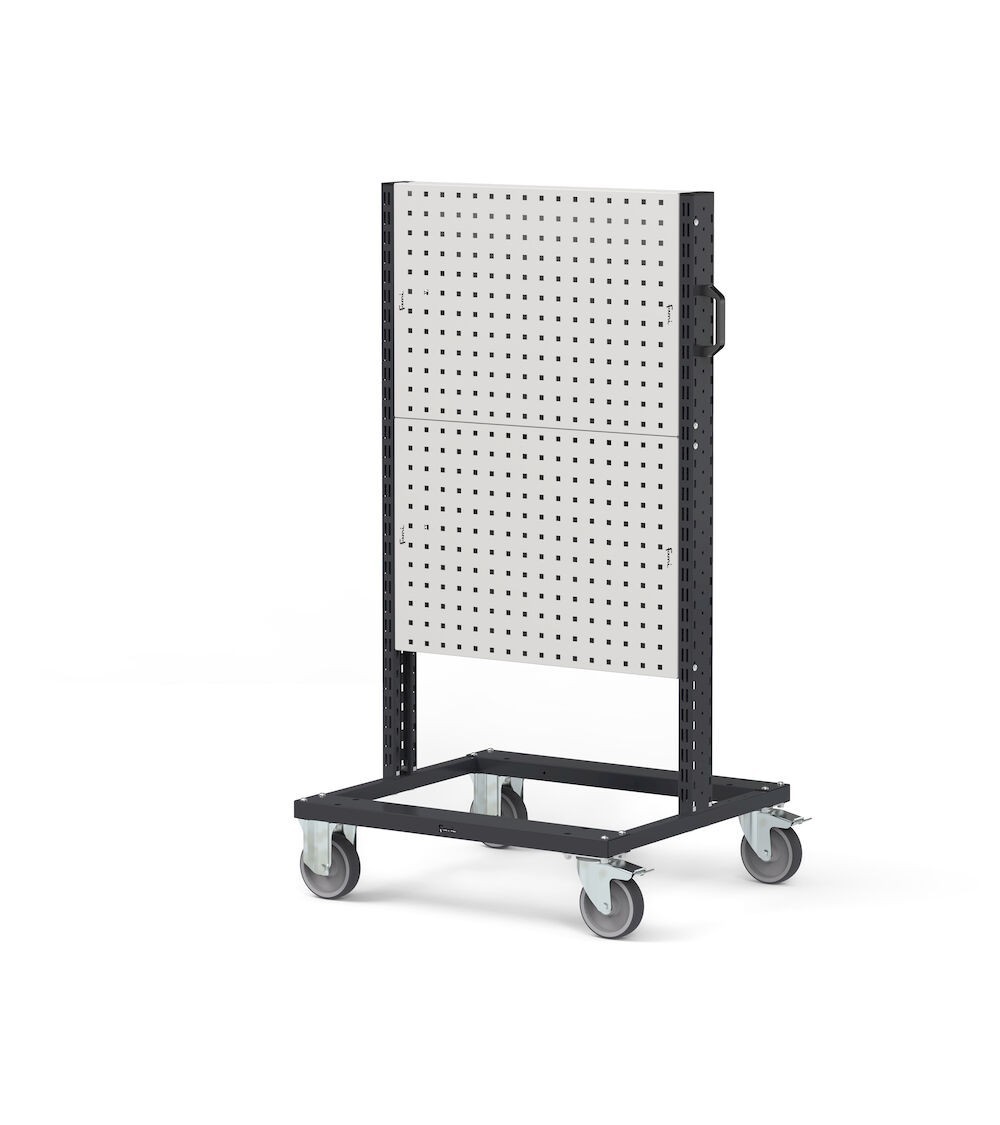 Carrello con 4 pannelli forati, L 761 mm BINCART0704