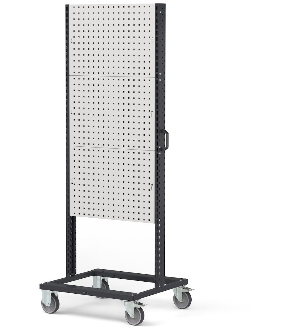 Carrello con 6 pannelli forati, L 761 mm BINCART0705