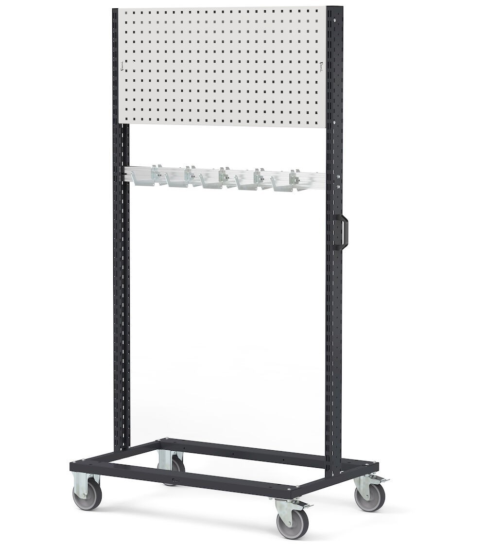 Carrello per imbracature con pannello forato, L 1067 mm BINCART1010