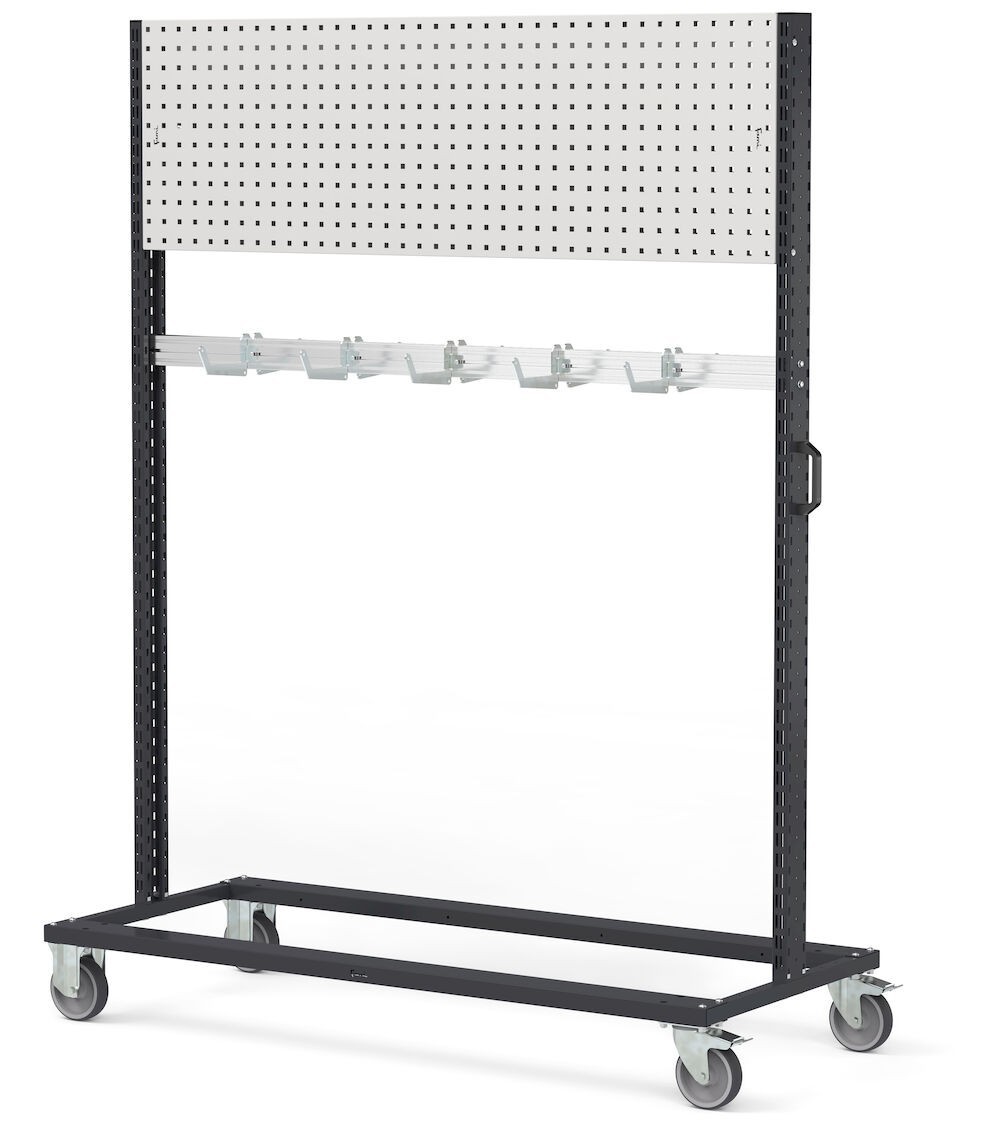 Carrello per imbracature con pannello forato, L 1552 mm BINCART1503