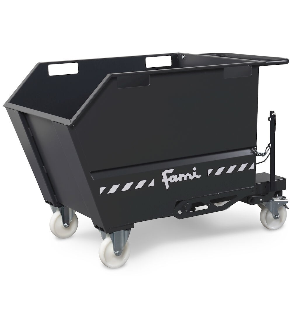 Benna ribaltabile portarottami con ruote, capacità 500 L