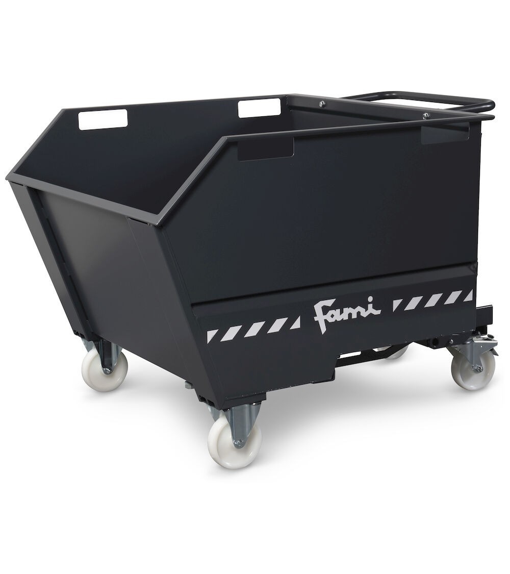 Benna ribaltabile portarottami con ruote, capacità 750 L