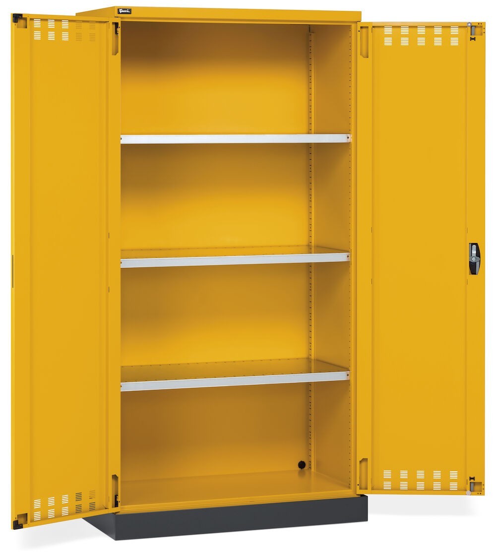 Armadio 2 ante a battente fessurate, 3 ripiani, 1 vasca stagna esterna, L1048 x P600 x H2027 mm, PERFOM14025