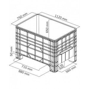 Cassone in plastica sovrapponibile, L1200 x P800 x H800 mm