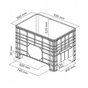 Cassone in plastica sovrapponibile, L1040 x P640 x H670 mm