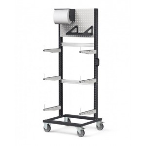 Carrello rastrelliera con pannello perforato, L 761 mm BINCART0709