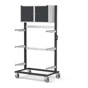 Carrello rastrelliera con pensili, L 1067 mm BINCART1013