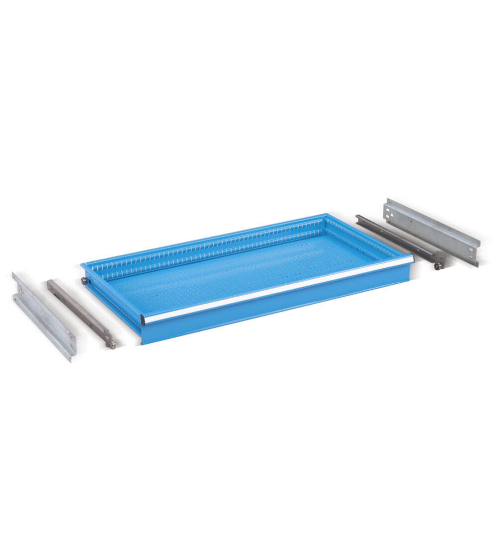 Cassetto per scaffale a estrazione semplice H 100 mm, blu