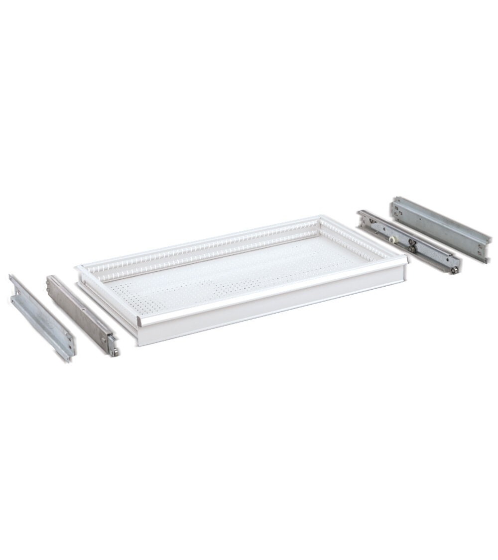 Cassetto per scaffale a estrazione telescopica H 150 mm, grigio chiaro