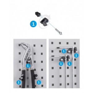 Banco professionale regolabile con parete e 4 cassetti 2x75 1x150 1x200, 150 cm, grigio e antracite