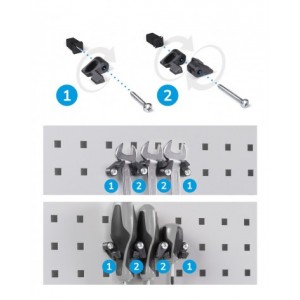 Banco professionale regolabile con parete e 5 cassetti, 200 cm, grigio e antracite