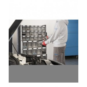 Carrello con cassettiere trasparenti, 70 contenitori