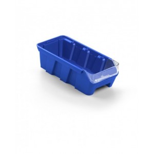 Scaffale a 5 ripiani grigio scuro con 12 contenitori RK Box Air blu cielo con coperchi e frontalini, L496 x P304 x H546 mm