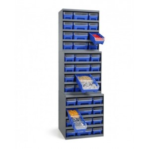 Scaffale a 5 ripiani grigio chiaro con 12 contenitori RK Box Air antracite, L496 x P304 x H546 mm