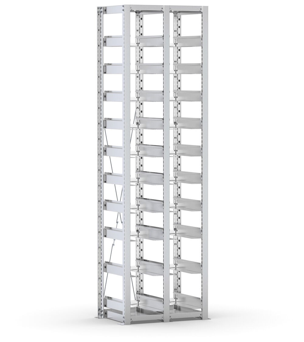 Scaffale vuoto per contenitori mis. 3/3A2, L634 x P421 x H2003 mm