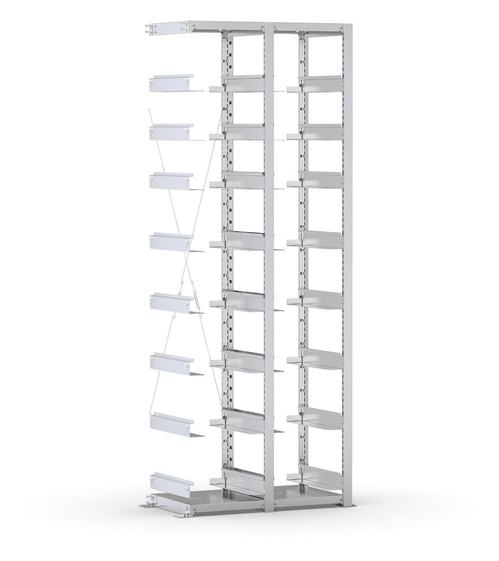 Scaffale aggiuntivo vuoto per cassette  400x300 mm, L760 x P421 x H2003 mm