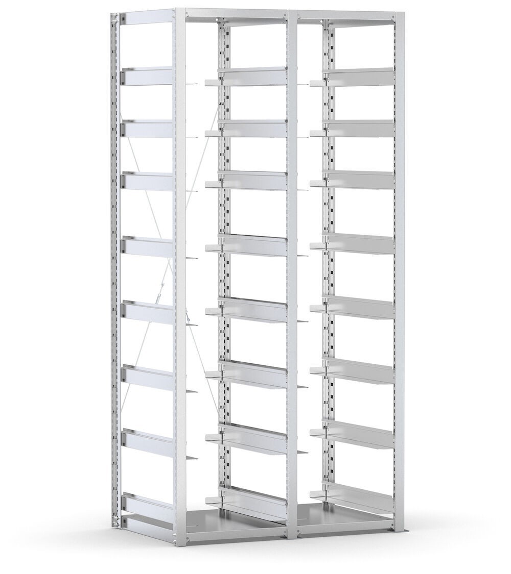 Scaffale vuoto per cassette 600x400 mm, L1010 x P621 x H2003 mm