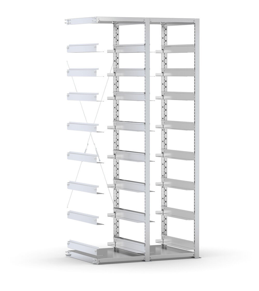 Scaffale aggiuntivo vuoto per cassette 600x400 mm, L960 x P621 x H2003 mm