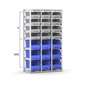 Scaffale con 21 contenitori Picking Box Air mis. 4/4A5, L1208 x P521 x H2003 mm