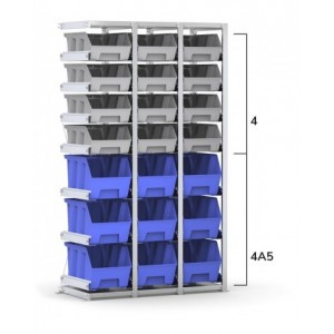 Scaffale aggiuntivo con 21 contenitori Picking Box Air mis. 4/4A5, L1158 x P521 x H2003 mm