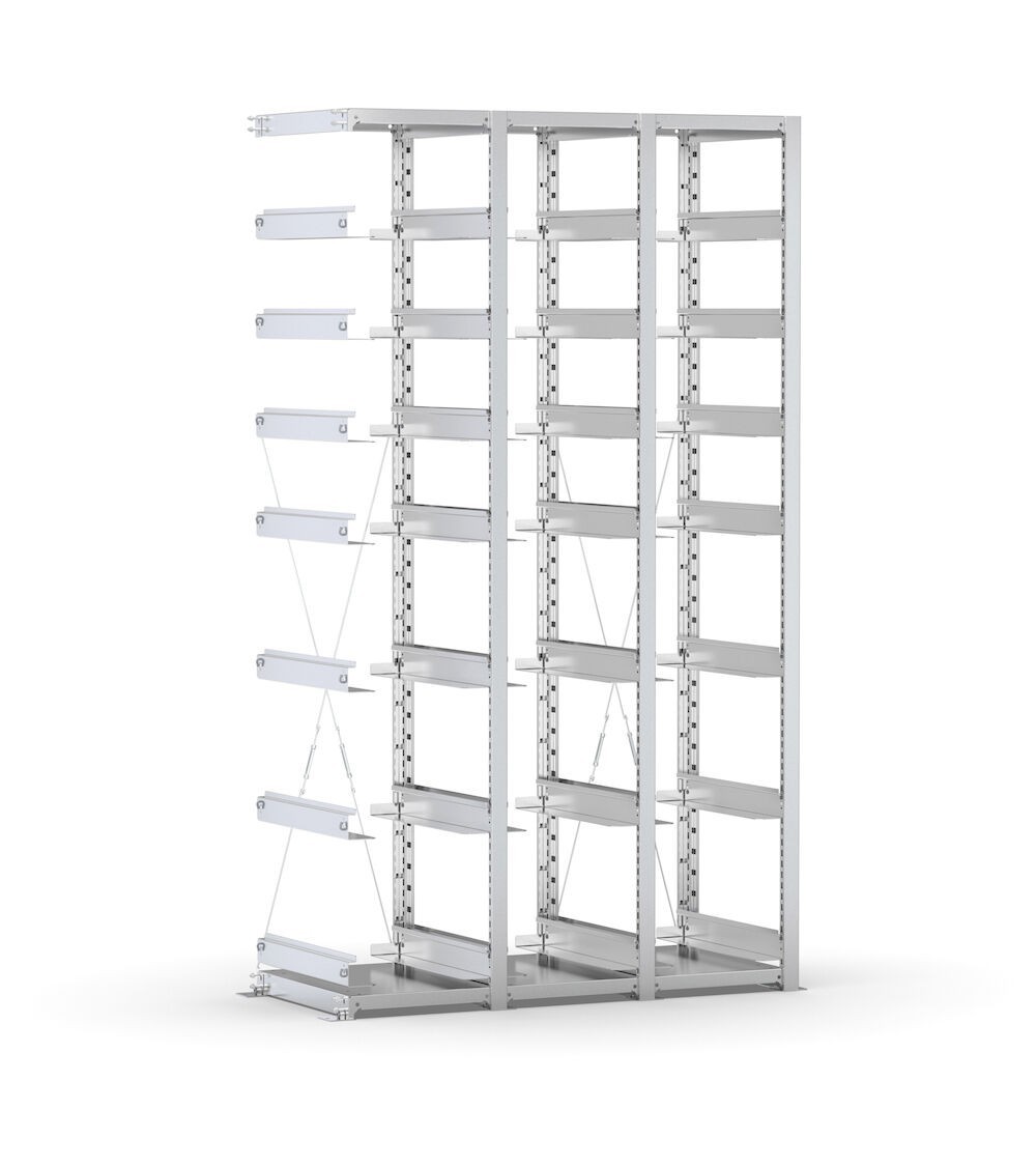 Scaffale aggiuntivo vuoto per contenitori mis. 4/4A5, L1158 x P521 x H2003 mm