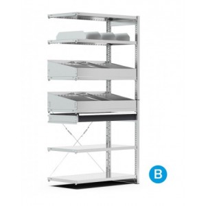 Scaffale per minuterie aggiuntivo a 6 piani con divisori, L1028 x P521 x H2011 mm