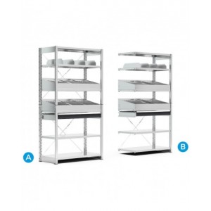 Scaffale per minuterie aggiuntivo a 6 piani con divisori, L1028 x P521 x H2011 mm