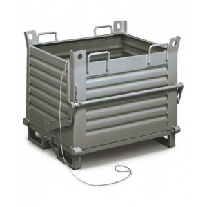 Contenitore industriale con fondo apribile a rulli, L1000 x P800 x H800 mm