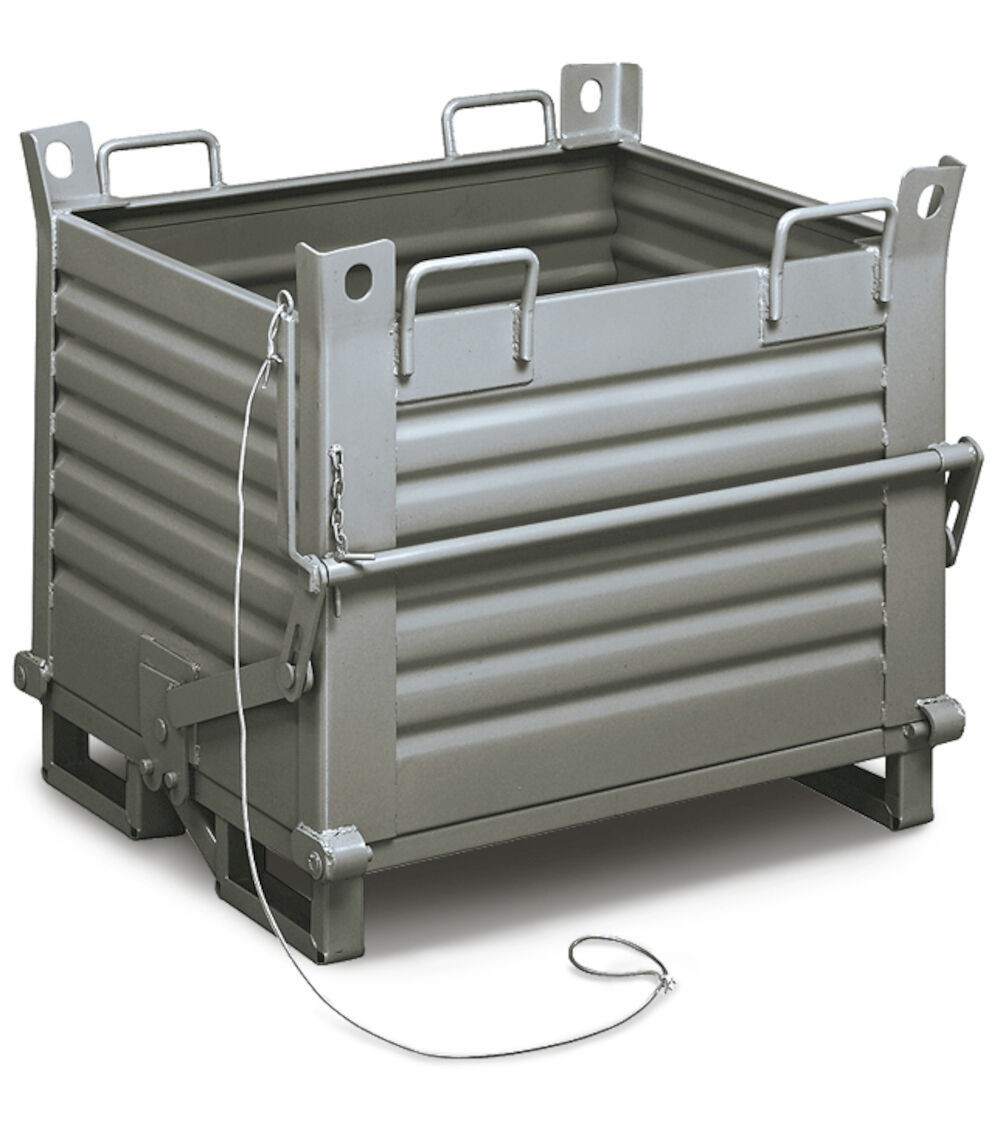 Contenitore industriale con fondo apribile a rulli, L1000 x P800 x H800 mm