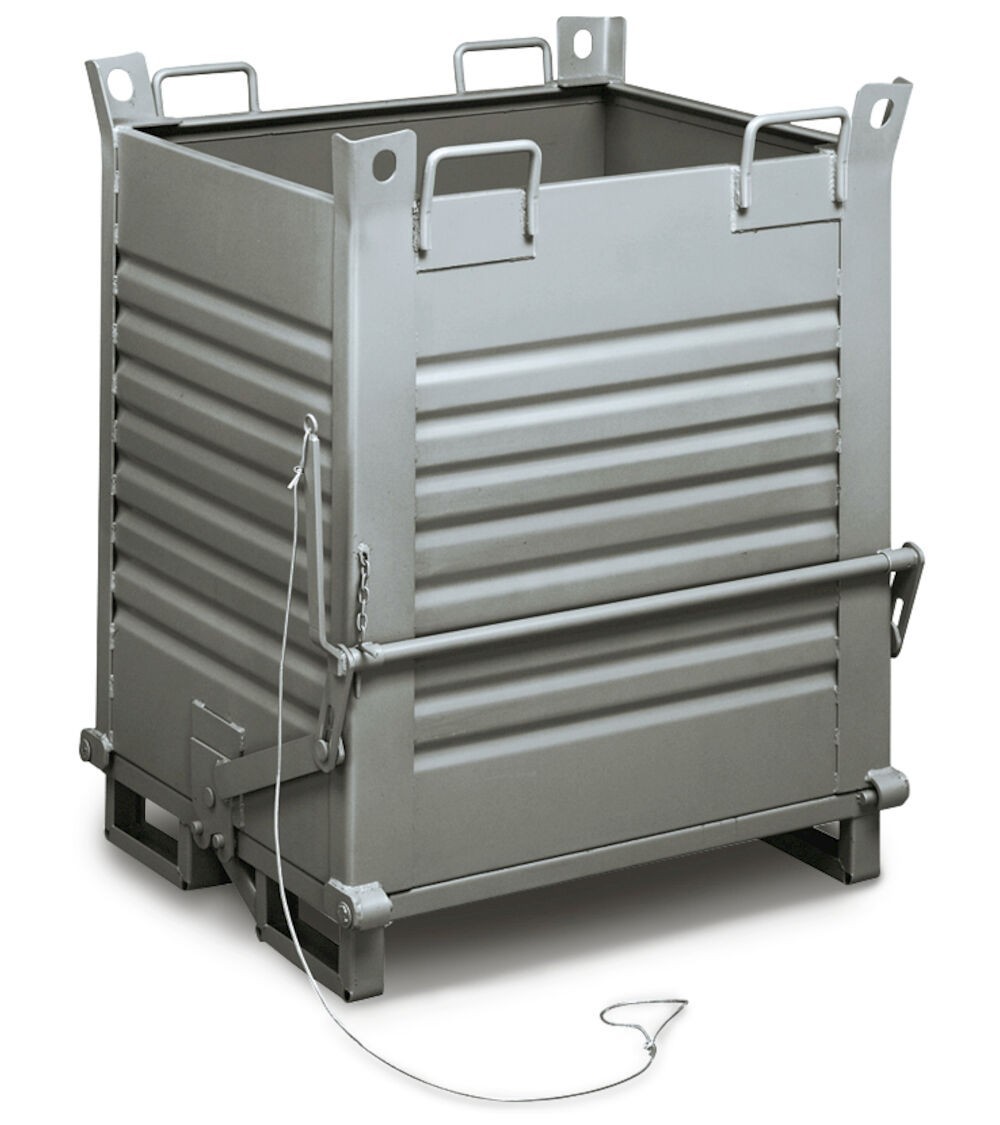 Contenitore industriale con fondo apribile a rulli, L1000 x P800 x H1150 mm