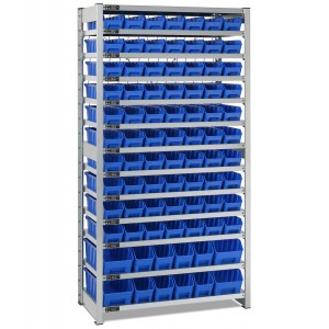 Scaffale con 13 piani e 82 contenitori RK Box Air, L1057 x P521 x H2011 mm