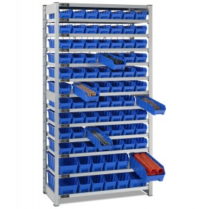 Regal mit 13 Böden und 82 Behältern RK Box Air, B1057 x T521 x H2011 mm