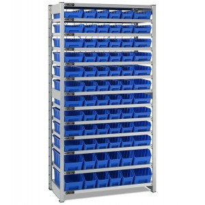 Scaffale con 13 piani e 72 contenitori RK Box Air, L1057 x P521 x H2011 mm