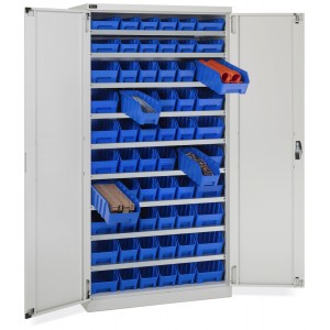 Armadio a battente con 60 contenitori RK Box Air, L1023 x P555 x H2000 mm, grigio