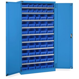 Armadio a battente con 52 contenitori RK Box Air, L1023 x P555 x H2000 mm, blu