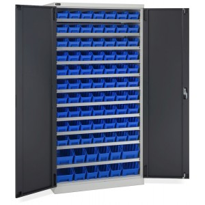 Armoire avec 82 bacs RK Box Air, L1023 x P555 x H2000 mm, gris et anthracite