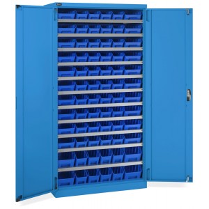Armadio con porte a battente con 72 contenitori RK Box Air, L1023 x P555 x H2000 mm, blu