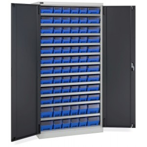 Armoire avec 72 bacs RK Box Air avec séparateurs et façades, L1023 x P555 x H2000 mm, gris et anthracite