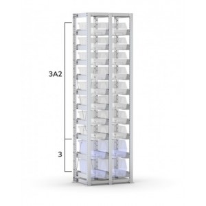 Scaffale vuoto per contenitori mis. 3/3A2, L634 x P421 x H2003 mm