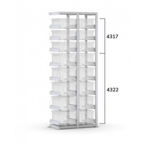Scaffale aggiuntivo vuoto per cassette  400x300 mm, L760 x P421 x H2003 mm
