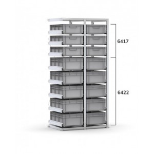 Scaffale aggiuntivo con 16 cassette Euro Box 600x400 mm, L960 x P621 x H2003 mm