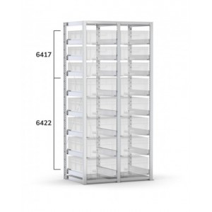 Scaffale vuoto per cassette 600x400 mm, L1010 x P621 x H2003 mm