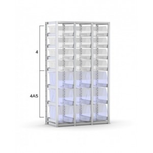Scaffale vuoto per contenitori mis. 4/4A5, L1208 x P521 x H2003 mm