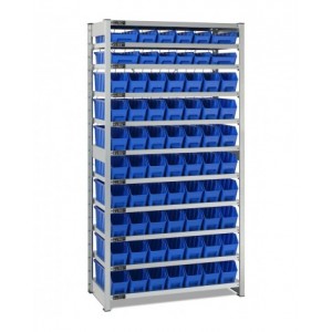 Scaffale con 11 piani e 68 contenitori RK Box Air, L1057 x P521 x H2011 mm