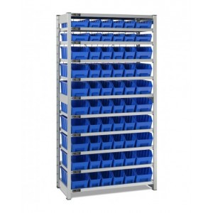 Scaffale con 11 piani e 60 contenitori RK Box Air, L1057 x P521 x H2011 mm