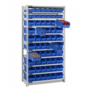 Scaffale con 11 piani e 60 contenitori RK Box Air, L1057 x P521 x H2011 mm