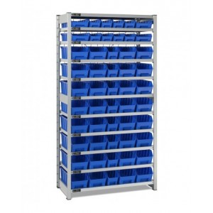 Scaffale con 11 piani e 52 contenitori RK Box Air, L1057 x P521 x H2011 mm