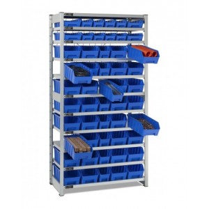 Scaffale con 11 piani e 52 contenitori RK Box Air, L1057 x P521 x H2011 mm