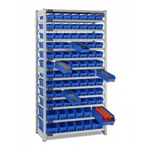 Scaffale con 13 piani e 82 contenitori RK Box Air, L1057 x P521 x H2011 mm